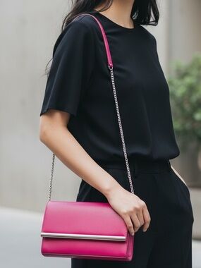 Diane von Furstenberg Voyage Pink Leather Clutch Crossbody Bag